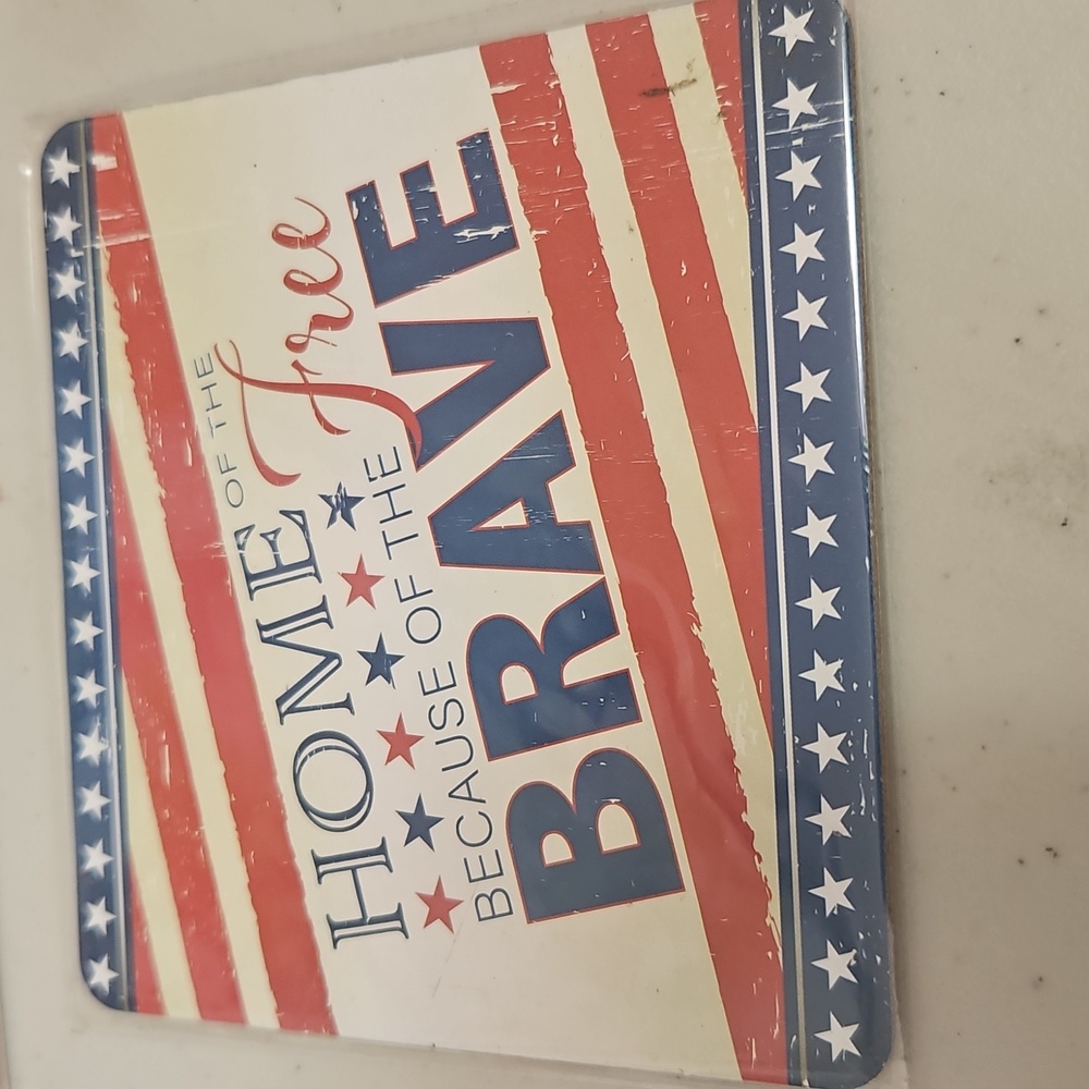 Patriotic Coaster Set 7 Piece Set Still In Plastic RW&B - Picture 6 of 11